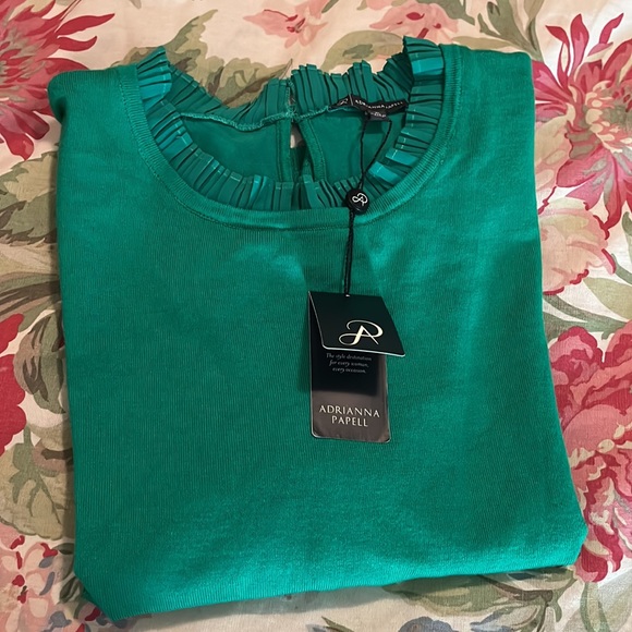 ADRIANNA PAPELL Size XL Pin-Tuck Poof Sleeve Pullover Sweater Kelly Green$89 NEW - Picture 14 of 14